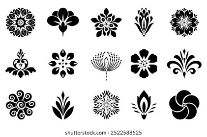 Flowers icon set. Flowers isolated on transparent background. Flowers in modern simple. Cute round flower plant nature collection. Vector illustrator