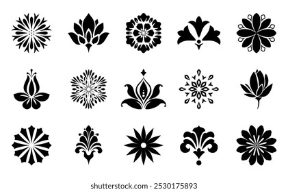 Flowers icon set. Flowers isolated on transparent background. Flowers in modern simple. Cute round flower plant nature collection. Vector illustrator