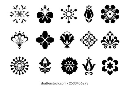 Flowers icon set. Flowers isolated on transparent background. Flowers in modern simple. Cute round flower plant nature collection. Vector illustrator