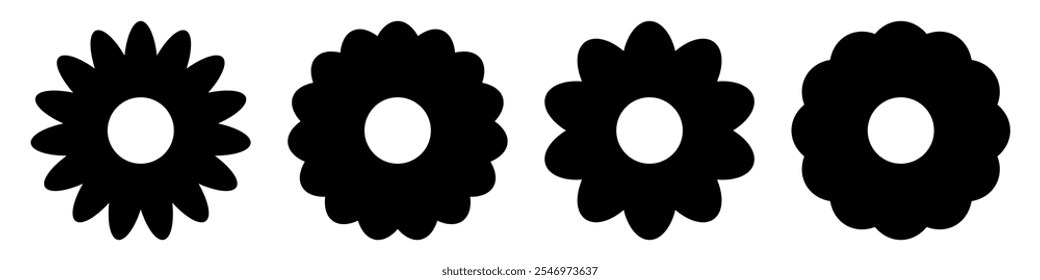 Flowers icon set. Flowers isolated on transparent background. Flowers in modern simple.