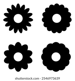 Flowers icon set. Flowers isolated on transparent background. Flowers in modern simple.