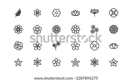 Flowers icon set. Flowers isolated on transparent background. Flowers in modern simple. Cute round flower plant nature collection
