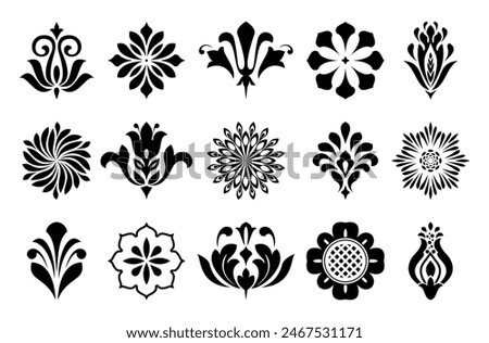 Flowers icon set. Flowers isolated on transparent background. Flowers in modern simple. Cute round flower plant nature collection. Vector illustrator