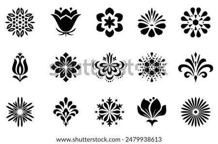 Flowers icon set. Flowers isolated on transparent background. Flowers in modern simple. Cute round flower plant nature collection. Vector illustrator