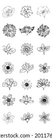 Blumensymbol. Line Art. Auf weißem Hintergrund. isoliert