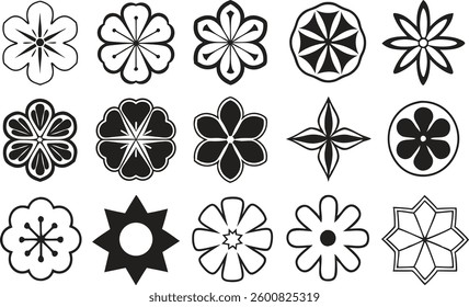 Flowers icon set. Flowers in modern simple flat style. Flower icon collection. Flower elements collection. Cute round flower