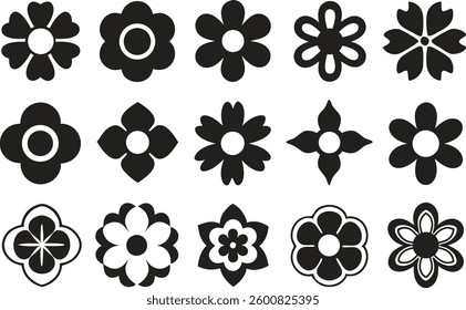Flowers icon set. Flowers in modern simple flat style. Flower icon collection. Flower elements collection. Cute round flower