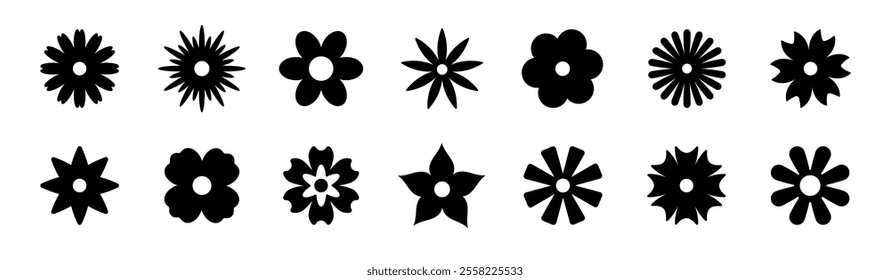 Flowers icon set. Spring, floral, nature, petals, bouquet, leaves, flower arrangement, eco symbol collection.