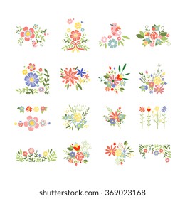 Flowers Icon Set in Trendy Vector Flat Style
