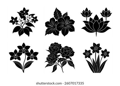Flowers icon set vector art image
