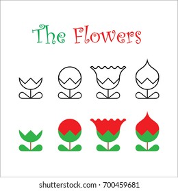 The Flowers Icon set Vector Design