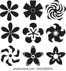 Flowers icon, flowers silhouette, black flowers icon on white background. Vector, cartoon illustration. Vector.