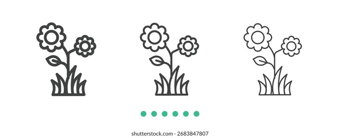 Icono de flores. Vector de icono de línea delgada