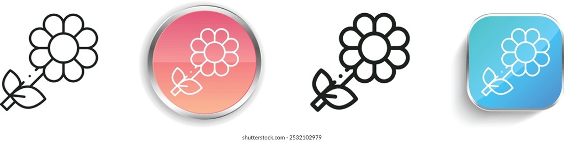 flowers icon. Thin Linear, Regular and Button Style Design Isolated On White Background