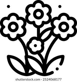 Icono de flores. Diseño De Estilo Lineal Delgado Aislado Sobre Fondo Blanco