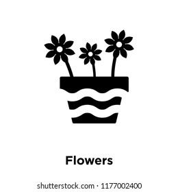 Flowers icon vector isolated on white background, logo concept of Flowers sign on transparent background, filled black symbol
