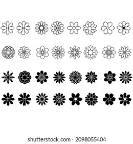 Flowers icon vector set. garden illustration sign collection. Flora symbol or logo.