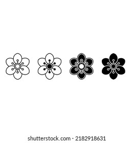 Conjunto de vectores de iconos de flores. colección de signos de ilustración de jardín. Símbolo o logotipo de la flora.