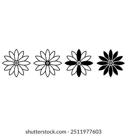 Conjunto de Vector de icono de flores. colección de letrero de ilustración de jardín. Símbolo o logotipo de la flora.