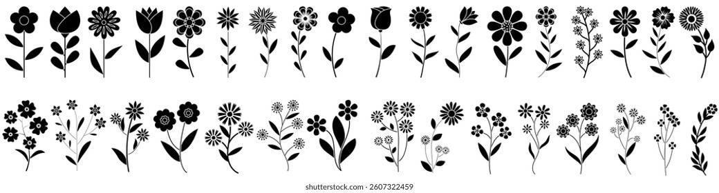 Flowers icon vector set. garden illustration sign collection. Flora symbol or logo.
