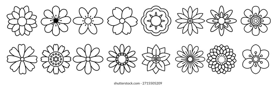 Blumen-Symbol, Vektorgrafik-Set, Gartengrafik-Zeichen 