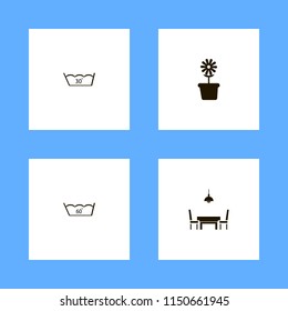 flowers icons. delicate gentle degrees, dining room and flower pot vector icons set