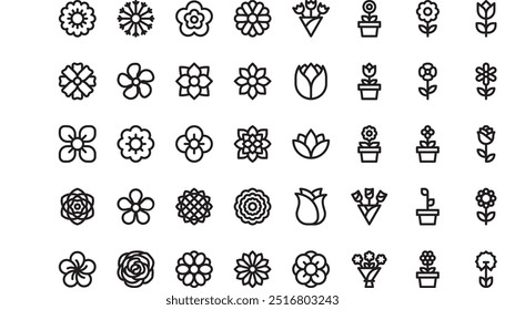 Flowers icons High-Quality Vector Icons Collection with Editable Stroke. Ideal for Professional and Creative Projects.