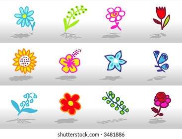 Flowers icons - others of same series : http://www.shutterstock.com/lightboxes.mhtml?lightbox_id=499021