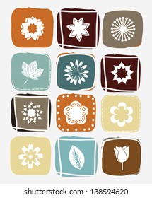 flowers icons over colored background vector illustration