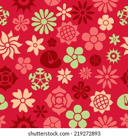 Flowers Icons in Seamless Background