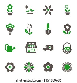 flowers icons. set of 16 high quality flowers vector icons in two color for web, mobile and user interface design