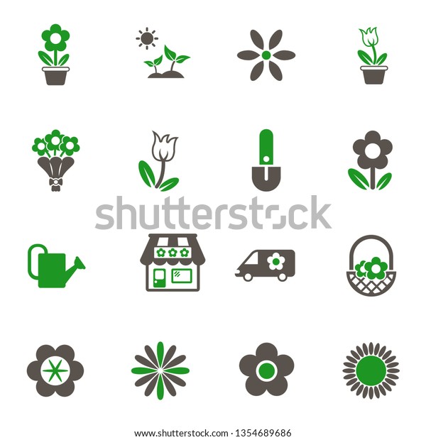flowers icons. set\
of 16 high quality flowers vector icons in two color for web,\
mobile and user interface\
design