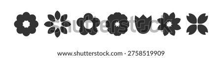Flowers icons set. Different flower symbols collection isolated on white background. Vector illustration.
