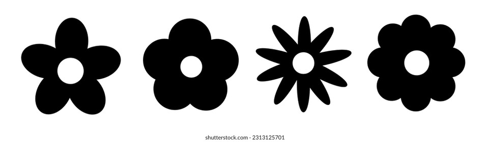 Flowers icons. A set of floral decorations of various shapes on a white background. Vector illustration	