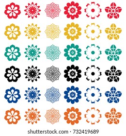 flowers icons set vector