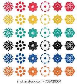 flowers icons set vector