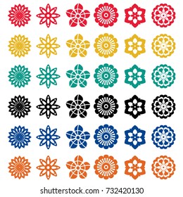 flowers icons set vector