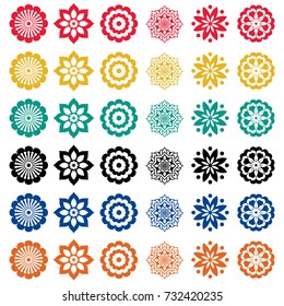 flowers icons set vector