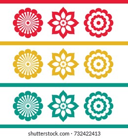 flowers icons set vector