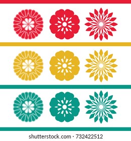flowers icons set vector
