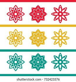 flowers icons set vector