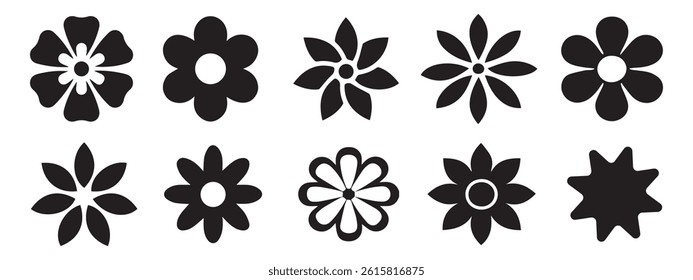 Flowers icons set. Vector illustration.