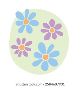 Flowers icons. Simple color vector illustration clip art in flat style, isolated on white background