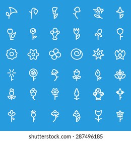 Flowers icons, simple and thin line design