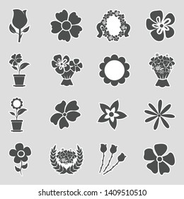 Flowers Icons. Sticker Design. Vector Illustration.