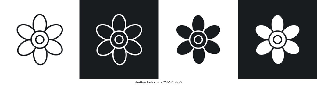Flowers icons in Thin line black color. flat simple vector symbols illustration.