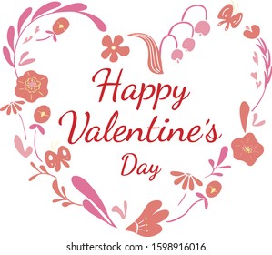 Flowers illustration with heart. Vector design element.  Useful for greeting cards especially for valentine. All elements are editable.