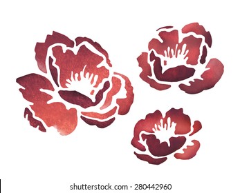 Flowers illustration. Highly detailed vector watercolor