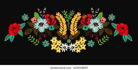 bordado de parche de ilustración de flores