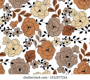 Flowers illustration pattern. Seamless design.